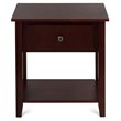 Costway Contemporary MDF and Pine Beside Table with Sturdy Frame in Brown