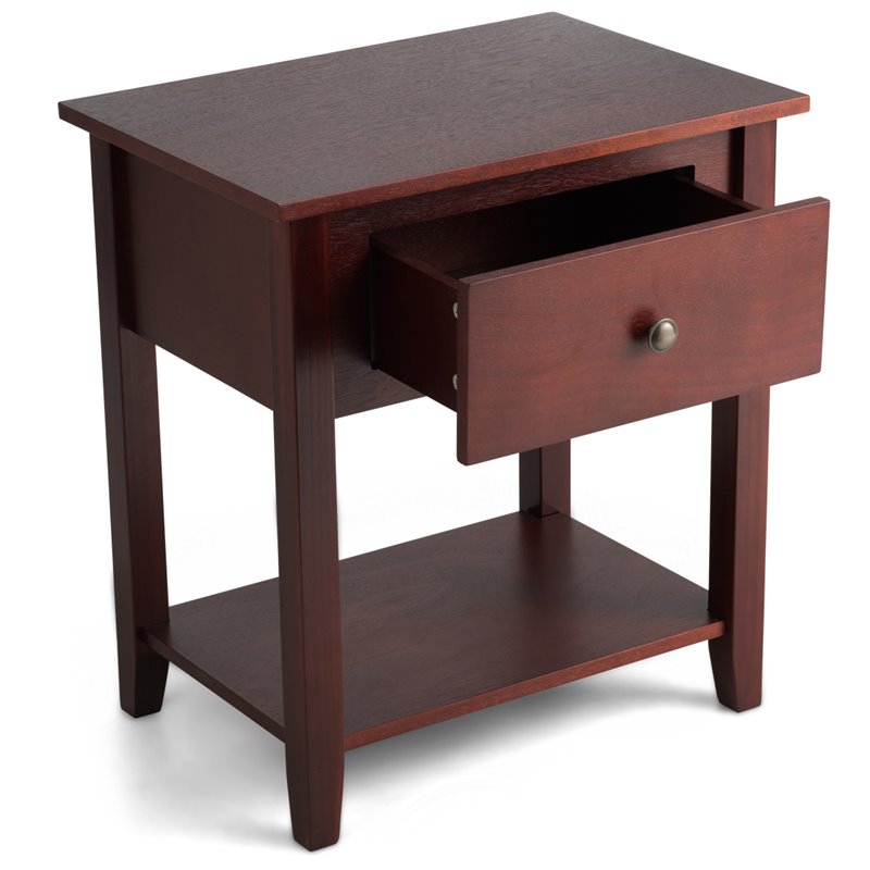 Costway Contemporary MDF and Pine Beside Table with Sturdy Frame in Brown