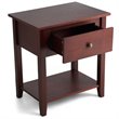 Costway Contemporary MDF and Pine Beside Table with Sturdy Frame in Brown