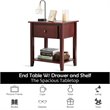 Costway Contemporary MDF and Pine Beside Table with Sturdy Frame in Brown