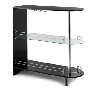 Costway Metal and MDF Bar Table with Tempered Glass Shelf in Black