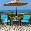 Costway 3-piece Rattan Patio Furniture Set with Sofa Chair in Turquoise