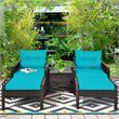 Costway 5-piece Rattan & Steel Patio Furniture Set with 2 Ottomans in Turquoise