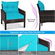 Costway 5-piece Rattan & Steel Patio Furniture Set with 2 Ottomans in Turquoise