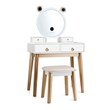 Costway MDF Vanity Dressing Table Set with Bluetooth Speakers in White/Gold
