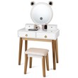 Costway MDF Vanity Dressing Table Set with Bluetooth Speakers in White/Gold