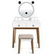 Costway MDF Vanity Dressing Table Set with Bluetooth Speakers in White/Gold