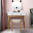 Costway MDF Vanity Dressing Table Set with Bluetooth Speakers in White/Gold