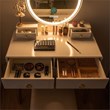 Costway MDF Vanity Dressing Table Set with Bluetooth Speakers in White/Gold