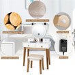 Costway MDF Vanity Dressing Table Set with Bluetooth Speakers in White/Gold