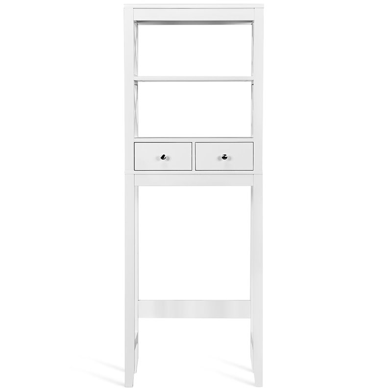 Costway Engineered Wood Over The Toilet Space Saver with 2 Drawers in White