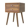 Costway Contemporary Solid Wood Nightstand with 2 Sliding Drawers in Walnut