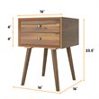 Costway Contemporary Solid Wood Nightstand with 2 Sliding Drawers in Walnut