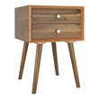 Costway Contemporary Solid Wood Nightstand with 2 Sliding Drawers in Walnut