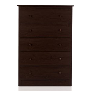 Costway 5-drawer Contemporary PB Board and MDF Chest w/ Multi Layers in Espresso