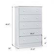 Costway 5-drawer Contemporary PB Board and MDF Chest w/ Multi Layers in White