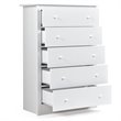 Costway 5-drawer Contemporary PB Board and MDF Chest w/ Multi Layers in White