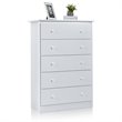 Costway 5-drawer Contemporary PB Board and MDF Chest w/ Multi Layers in White