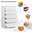 Costway 5-drawer Contemporary PB Board and MDF Chest w/ Multi Layers in White