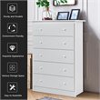 Costway 5-drawer Contemporary PB Board and MDF Chest w/ Multi Layers in White