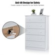 Costway 5-drawer Contemporary PB Board and MDF Chest w/ Multi Layers in White