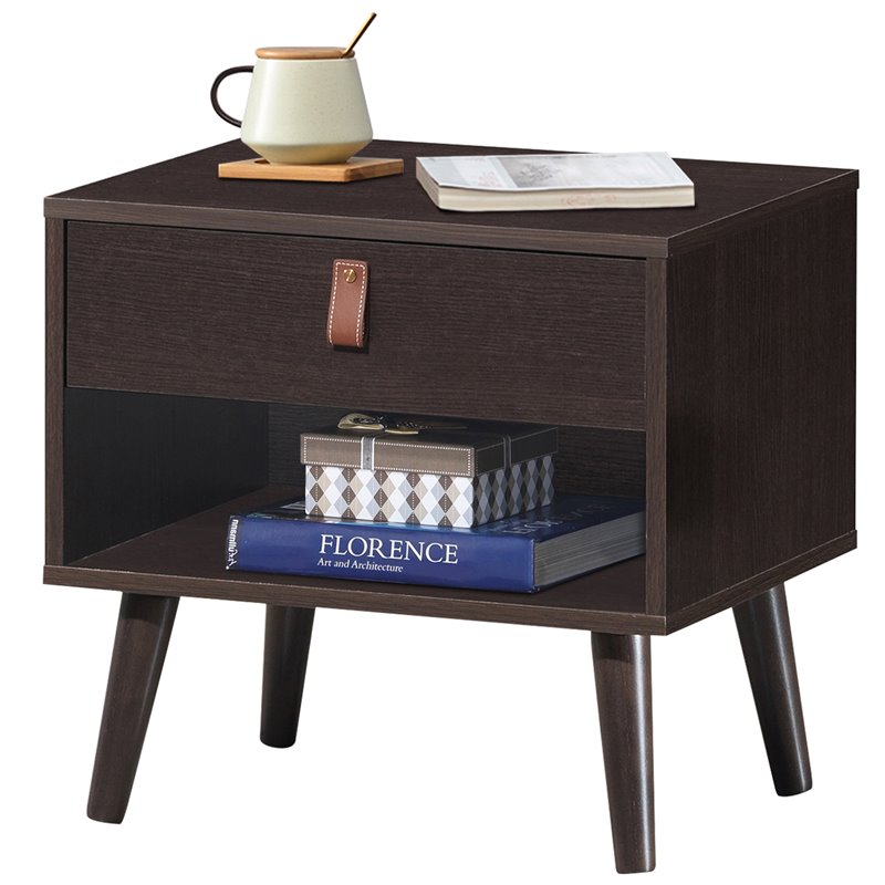 Costway Contemporary Chipboards and MDF Multifunctional Nightstand in Espresso
