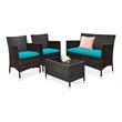 Costway 4-piece Rattan Patio Furniture Set with Sofa Chair in Turquoise
