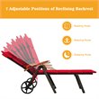 Costway Aluminum Rattan Patio Lounger Recliner Chair with Wheels in Red