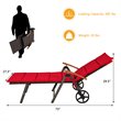 Costway Aluminum Rattan Patio Lounger Recliner Chair with Wheels in Red