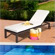 Costway Adjustable Backrest and Removable Wheels Patio Lounge Chair in White