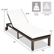 Costway Adjustable Backrest and Removable Wheels Patio Lounge Chair in White