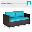 Costway 2-piece Rattan Patio Corner Sofa Set with Blue Cushion in Brown