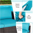 Costway 2-piece Rattan Patio Corner Sofa Set with Blue Cushion in Brown