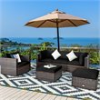 Costway 6-piece Rattan Patio Furniture Set with Sponge Padded Cushions in Black