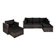 Costway 6-piece Rattan Patio Furniture Set with Sponge Padded Cushions in Black