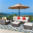Costway 6-piece Rattan Patio Furniture Set with Sponge Padded Cushions in White