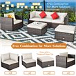 Costway 6-piece Rattan Patio Furniture Set with Sponge Padded Cushions in White