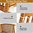 Costway Contemporary Acacia Wood Patio Rocking Chair with Cushion in Natural