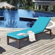 Costway Adjustable Backrest and Removable Wheels Patio Lounge Chair in Turquoise