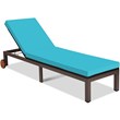 Costway Adjustable Backrest and Removable Wheels Patio Lounge Chair in Turquoise
