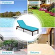 Costway Adjustable Backrest and Removable Wheels Patio Lounge Chair in Turquoise