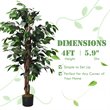 Costway 4-feet Contemporary Polyester Fabric Artificial Ficus Silk Tree in Green