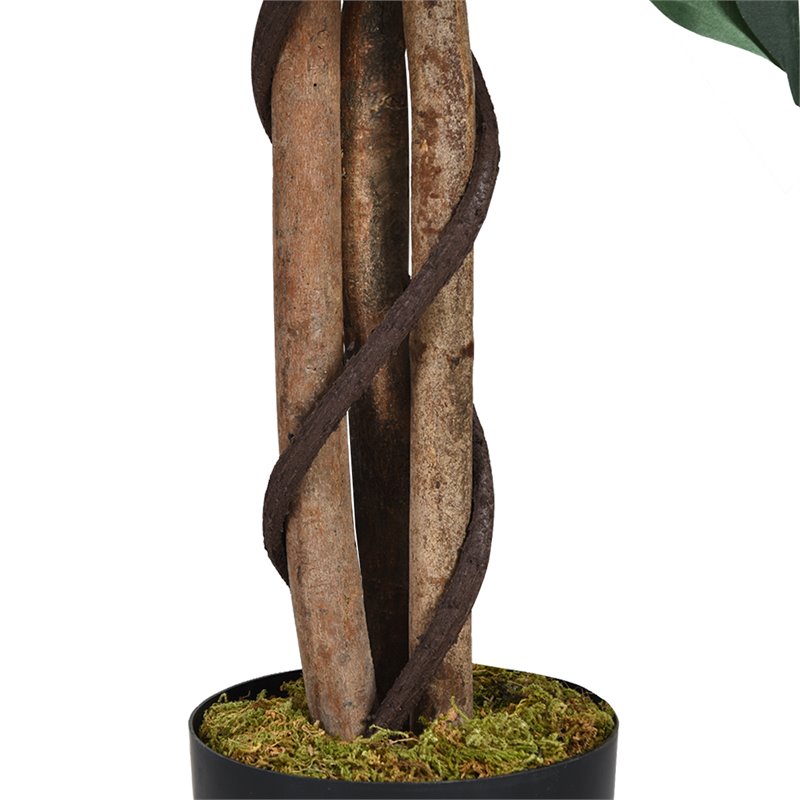 Costway 4-feet Contemporary Polyester Fabric Artificial Ficus Silk Tree in Green