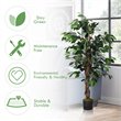 Costway 4-feet Contemporary Polyester Fabric Artificial Ficus Silk Tree in Green