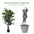 Costway 4-feet Contemporary Polyester Fabric Artificial Ficus Silk Tree in Green