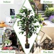 Costway 4-feet Contemporary Polyester Fabric Artificial Ficus Silk Tree in Green