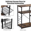 Costway Engineered Wood and Steel Kitchen Baker's Rack with 6 Hooks in Black