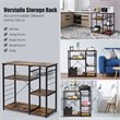 Costway Engineered Wood and Steel Kitchen Baker's Rack with 6 Hooks in Black