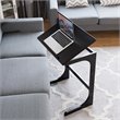 Costway C-Shape Bamboo Adjustable Laptop Desk with Tilting Top in Brown