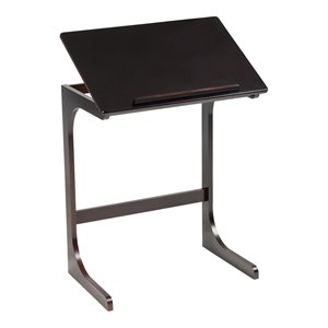 Costway C-Shape Bamboo Adjustable Laptop Desk with Tilting Top in Brown